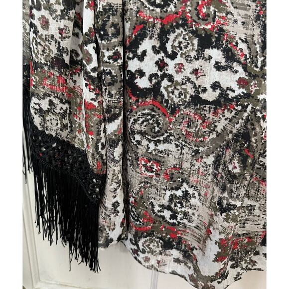 Boho Festival Fringe Blouse Womens Plus Size 1X I.N. Studio Elastic Hem Casual - Picture 5 of 8